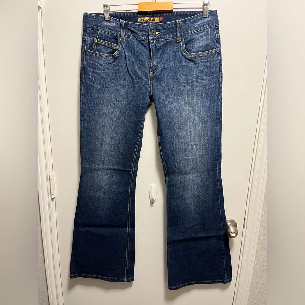 Vintage Y2K Mudd Mid Rise Flare Blue Denim Jeans Size 15